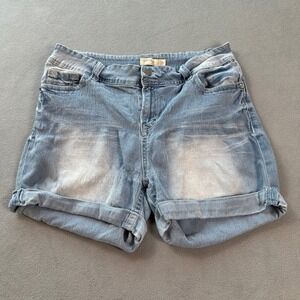 Faded Glory Denim Cuffed Jean Shorts Womens 20W Light Wash Faded Distressed Y2K